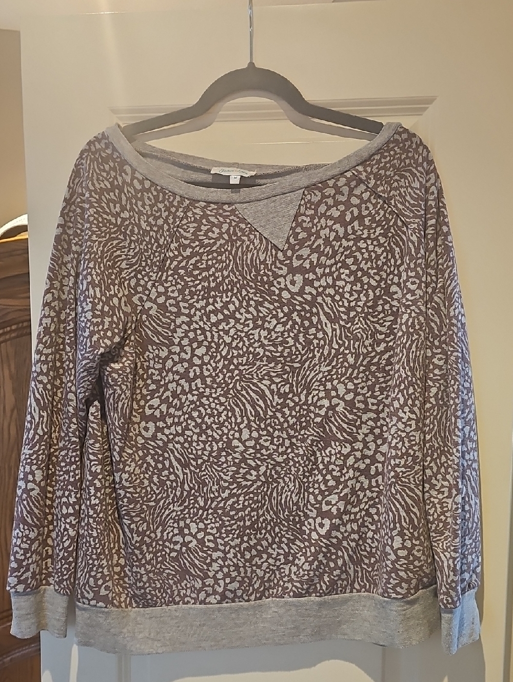 Grace & Lace Brown and Cream Animal Print Crewneck Sweater